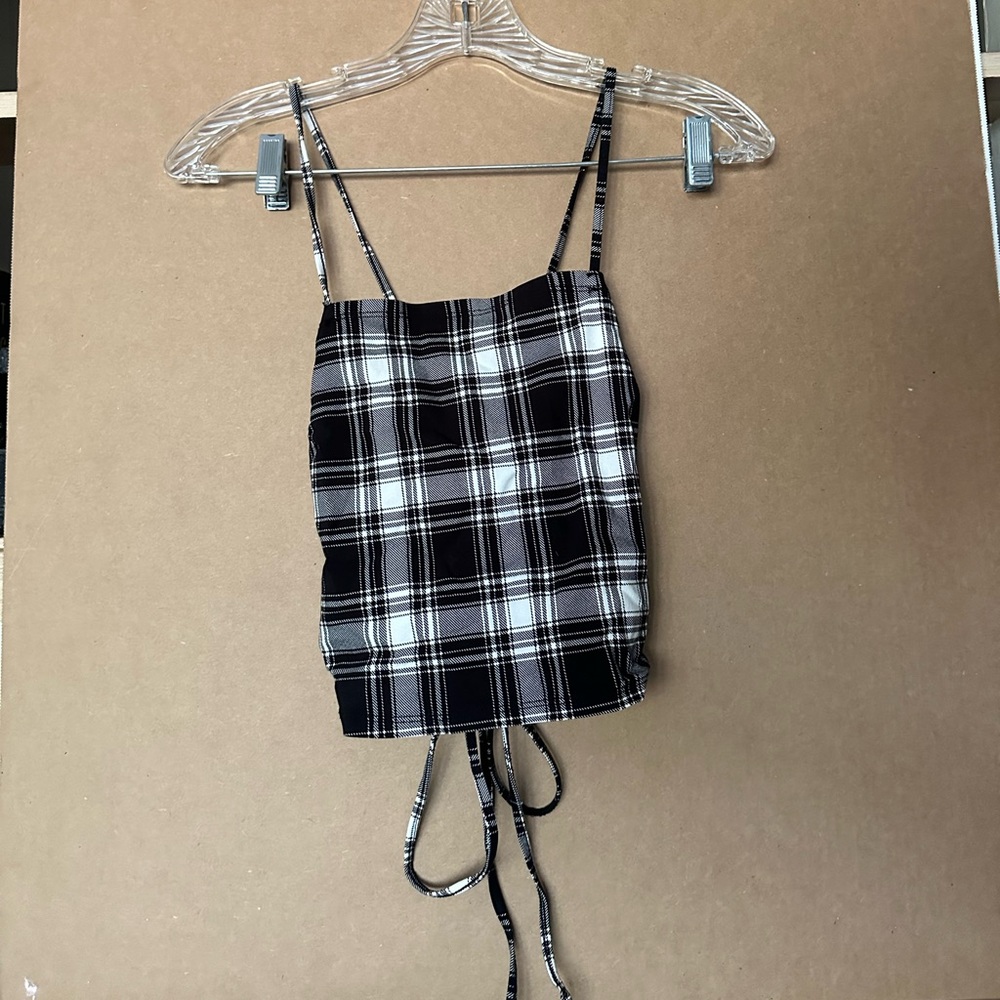 Black Plaid Cami Crop Top
